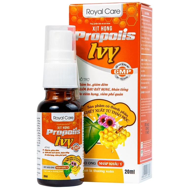 Xịt họng Propolis Ivy Royal Care hộp 1 chai x 20ml