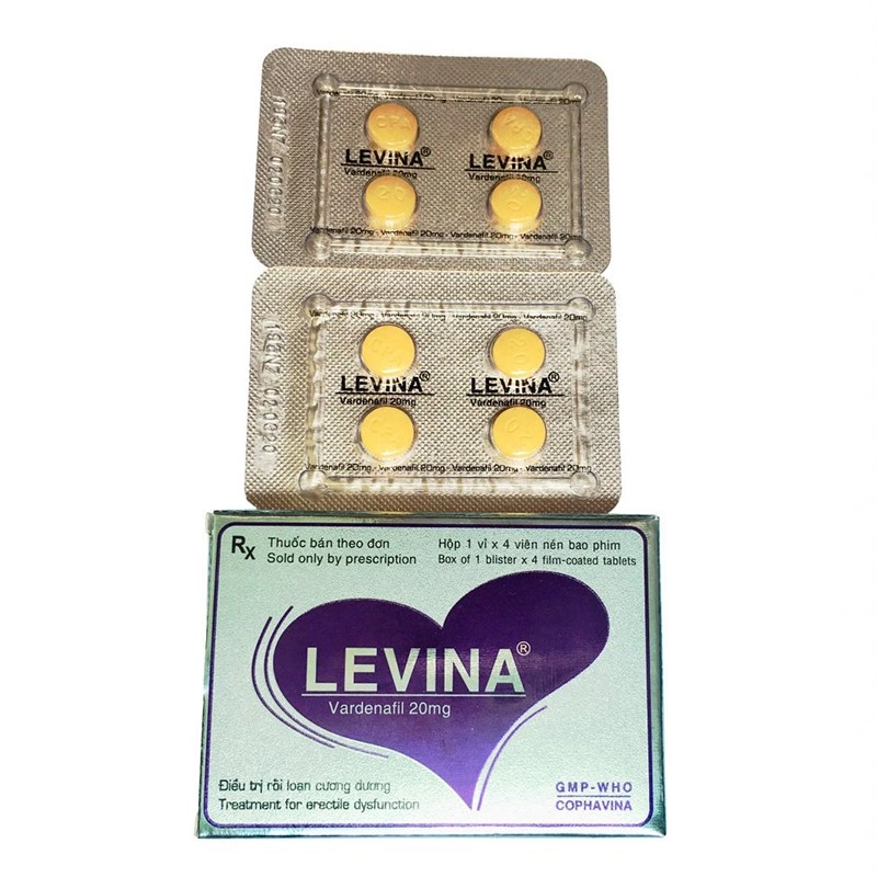 Thuốc điều trị rổi loạn cương dương Levina 20mg Cophavina hộp 1 vỉ x 4 viên