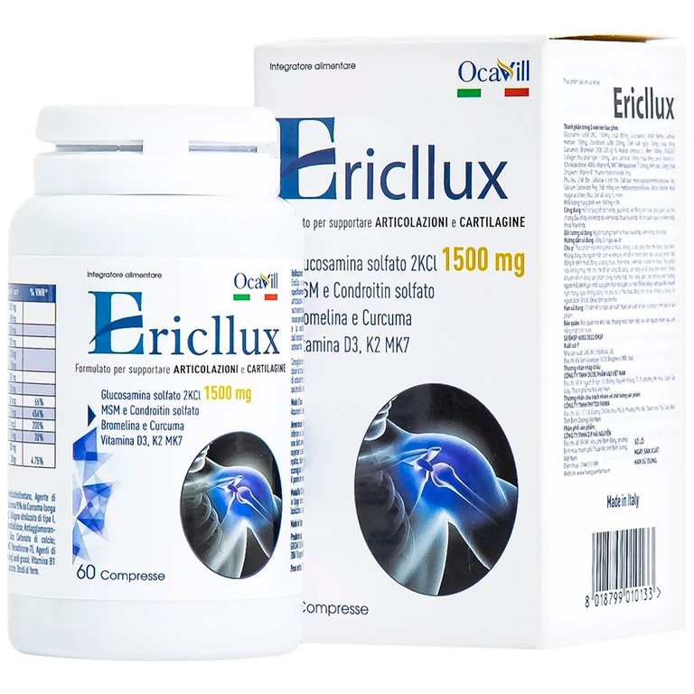 Hỗ trợ tăng tiết dịch khớp Ericllux Ocavill hộp 1 lọ x 60 viên