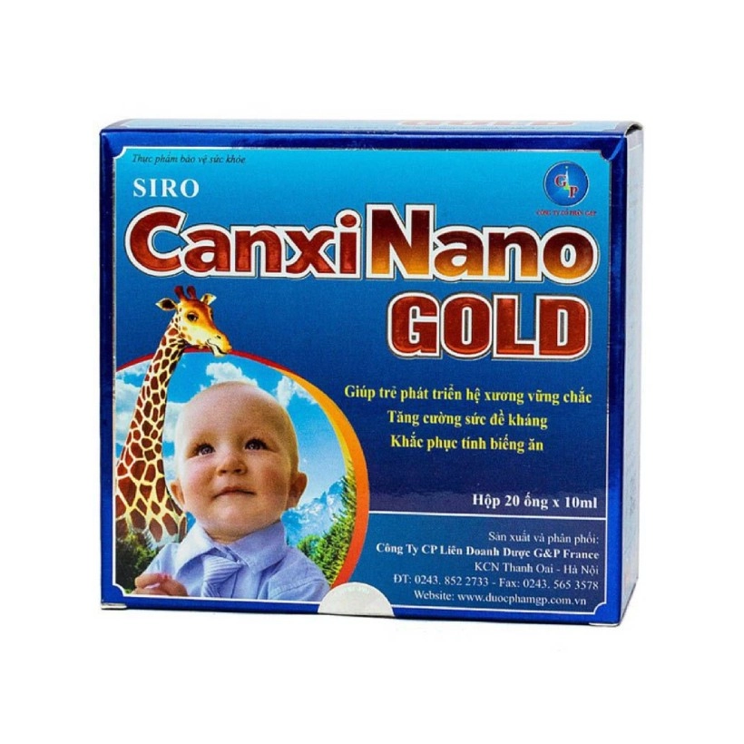Giúp trẻ phát triển hệ xương vững chắc Siro Canxi Nano Gold (G&P France) hộp 20 ống x 10ml