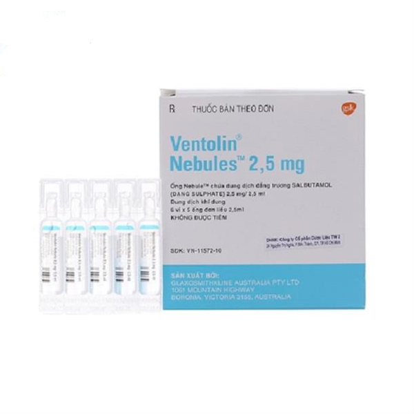 Thuốc điều trị hen Ventolin Nebules 2.5mg hộp 30 ống