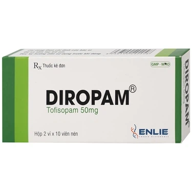 Thuốc điều trị triệu chứng đau thắt ngực giả, tiền mê sảng Diropam 50mg Enlie hộp 2 vỉ x 10 viên