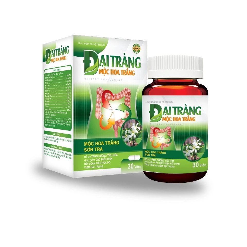 Viên uống hỗ trợ tăng cường tiêu hoá ĐẠI TRÀNG MỘC HOA TRẮNG hộp 1 chai 30 viên