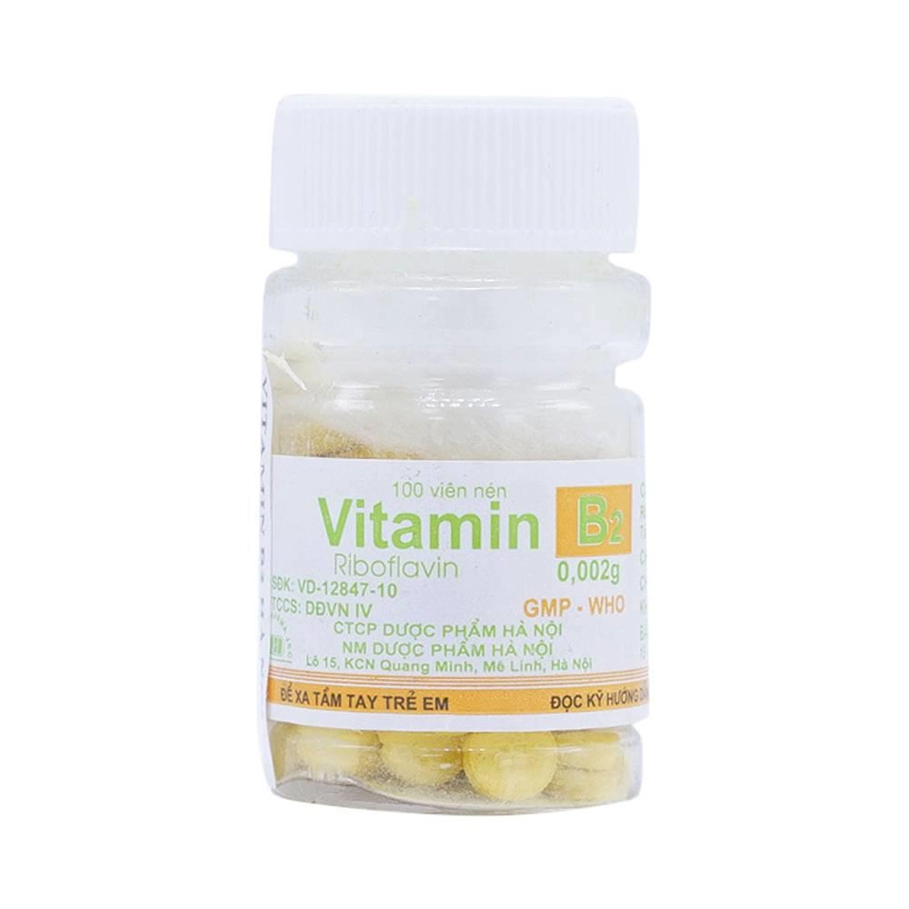 Vitamin B2 0,002g (DP HÀ NỘI) lọ 100 viên nén