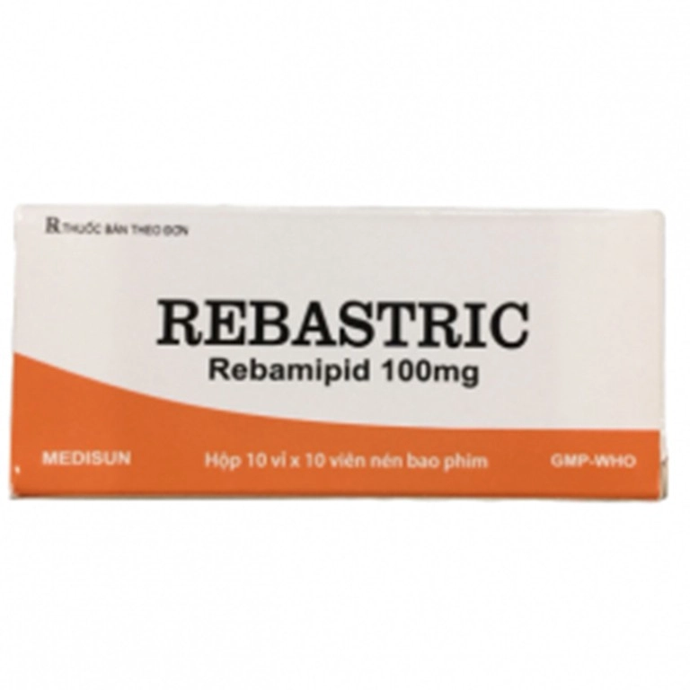 Điều trị loét dạ dày, tá tràng Rebastric Medisun hộp 10 vỉ x 10 viên