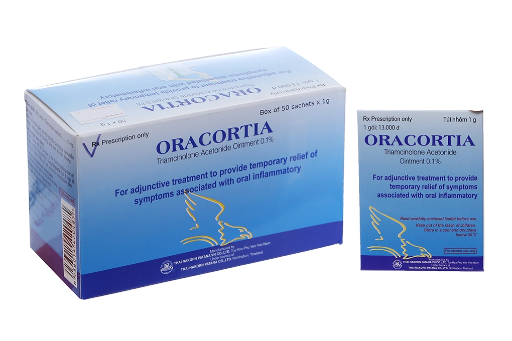 Thuốc bôi trị nhiệt miệng Oracortia hộp 50 gói