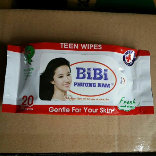 Khăn ướt bỏ túi Teen Wipes BiBi Phương Nam gói 20 miếng