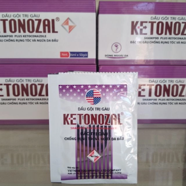 Dầu gội đặc trị gàu, chống rụng tóc và ngứa da đầu Ketonozal hộp 50 gói x 6ml