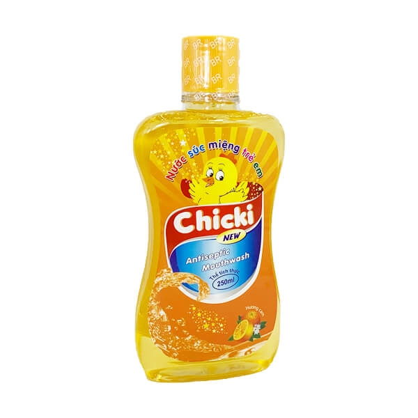 Nước súc miệng trẻ em CHICKI New (hương cam) chai 250ml