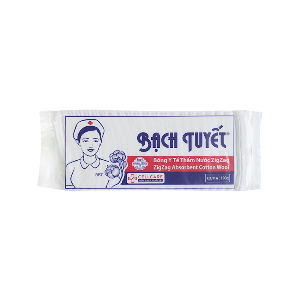 Bông y tế thấm nước  ZigZag (Bạch Tuyết) gói 100g