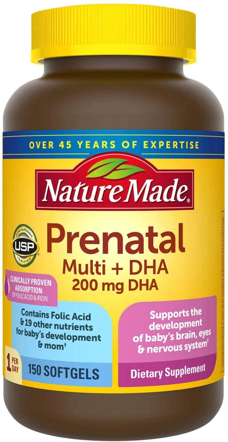 Vitamin tổng hợp cho phụ nữ có thai Nature Made Prenatal Multi + DHA lọ 150 viên nang mềm