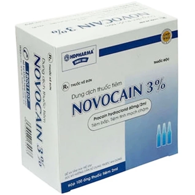 Gây tê tại chỗ, gây tê cột sống Novocain 3% HDpharma hộp 100 ống x 2ml