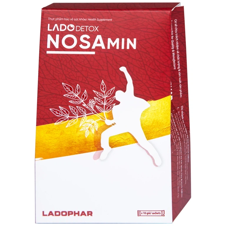 Hỗ trợ giải rượu, bia, giảm khó chịu Ladodetox Nosamin Ladophar hộp 10 gói x 15ml