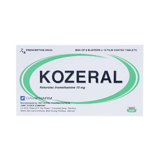 Điều trị đau vừa tới nặng sau phẫu thuật Kozeral 10mg DaviPharm hộp 6 vỉ x 10 viên