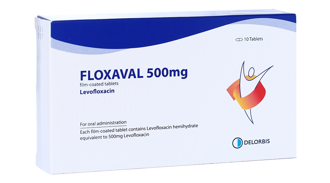 Thuốc điều trị nhiễm khuẩn Floxaval 500mg hộp 1 vỉ x 10 viên