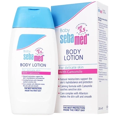 Giúp da không bị khô ráp, dưỡng ẩm toàn thân sữa dưỡng ẩm toàn thân cho bé Baby Sebamed Body Lotion ph 5.5 hộp 1 chai x 200ml