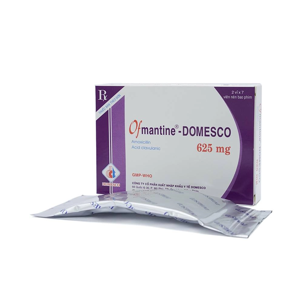 Thuốc kháng sinh Ofmantine - DOMESCO 625mg hộp 14 viên