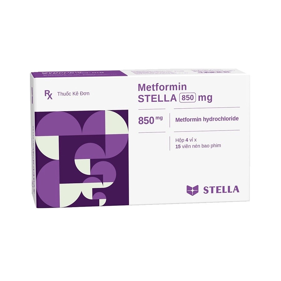Thuốc điều trị đái tháo đường Metformin STELLA 850mg hộp 4 vỉ x 15 viên