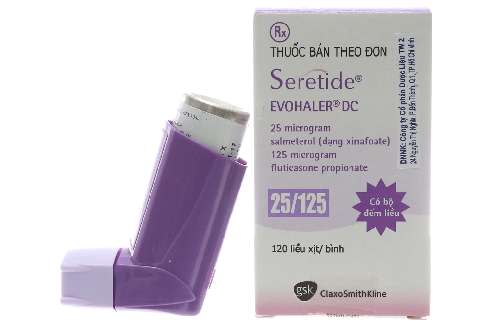 Thuốc khí dung trị hen suyễn Seretide Evohaler DC 25/50 hộp 120 liều
