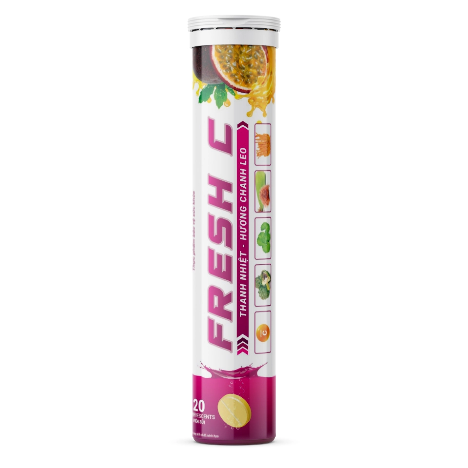 Viên sủi bổ sung vitamin C FRESH C Thanh Nhiệt (hương chanh leo) tuýp 20 viên