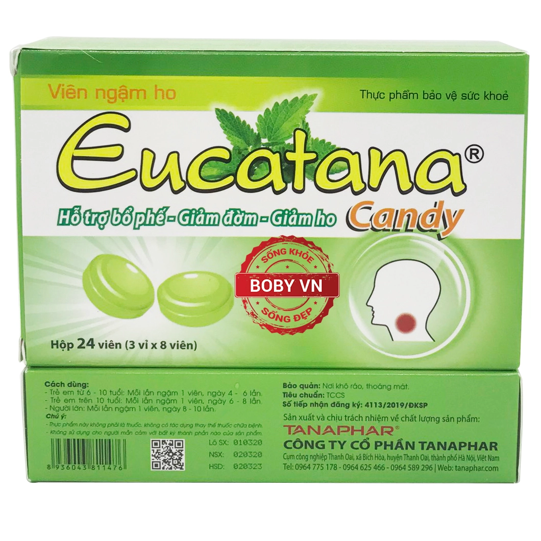 Viên ngậm ho Eucatana Candy hộp 24 viên