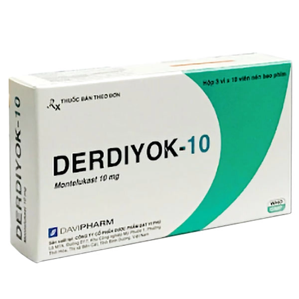 Thuốc điều trị hen phế quản DERDIYOK-10 hộp 3 vỉ x 10 viên nén bao phim
