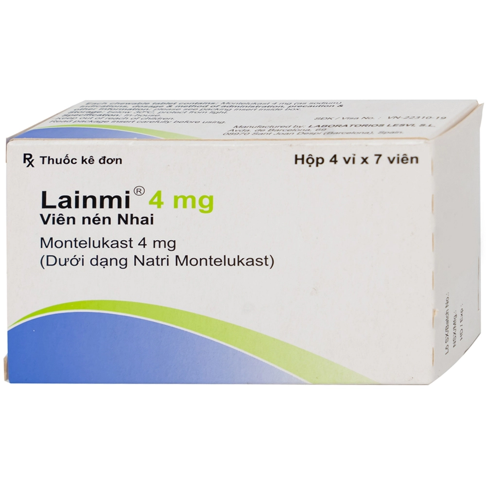 Thuốc phòng ngừa và điều trị hen Lainmi 4mg Lesvi hộp 4 vỉ x 7 viên