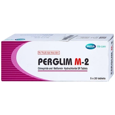 Điều trị bệnh đái tháo đường tuýp 2 Perglim M-2 Mega We Care hộp 5 vỉ x 20 viên