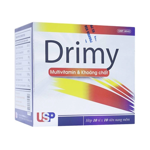 Thuốc bổ sung vitamin và khoáng chất Drimy Multivitamin & Khoáng Chất hộp 10 vỉ x 10 viên nang mềm
