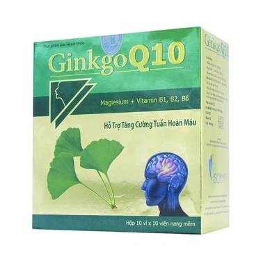 Hỗ trợ tăng cường tuần hoàn máu Ginkgo Q10 ISO Pharco hộp 10 vỉ x 10 viên