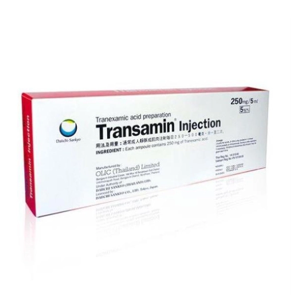 Thuốc kháng Plasmin Transamin 250mg/5ml hộp 10 ống
