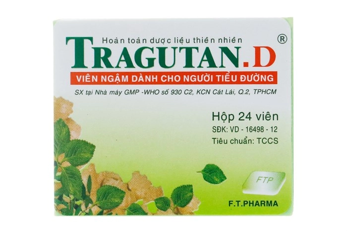 Viên ngậm ho cho người tiểu đường Tragutan.D hộp 24 viên
