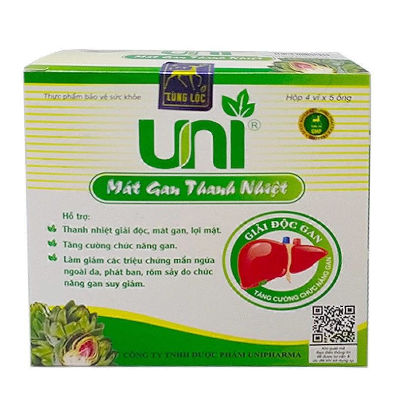 Hỗ trợ giải độc gan Uni Mát Gan Thanh Nhiệt hộp 20 ống x 10ml