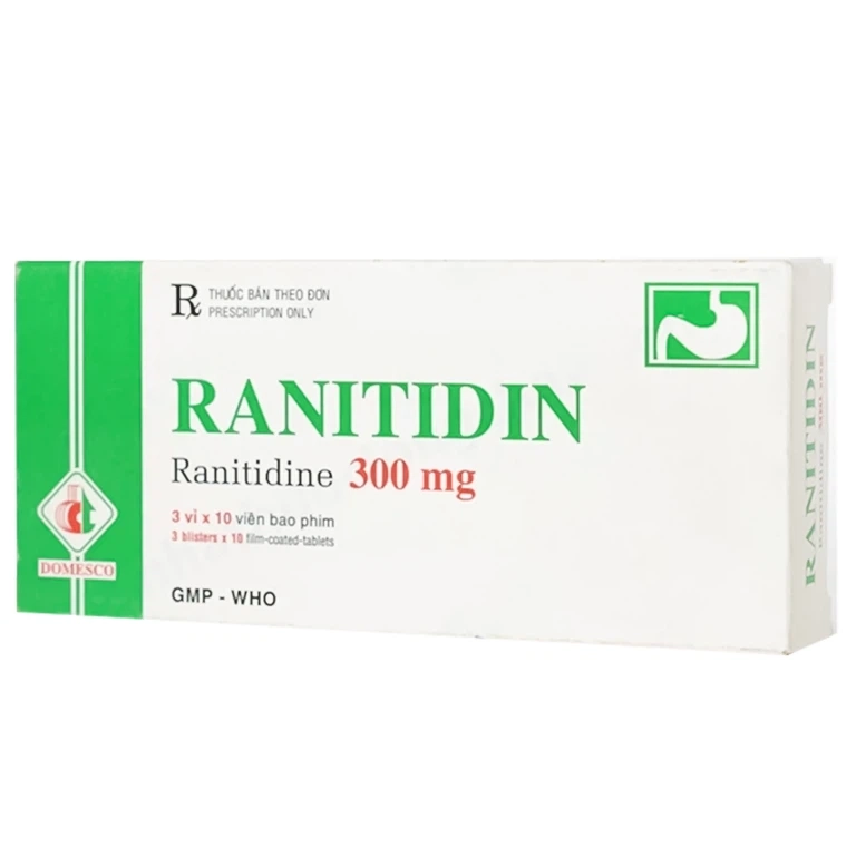 Điều trị loét dạ dày tá tràng Ranitidin Domesco hộp 3 vỉ x 10 viên