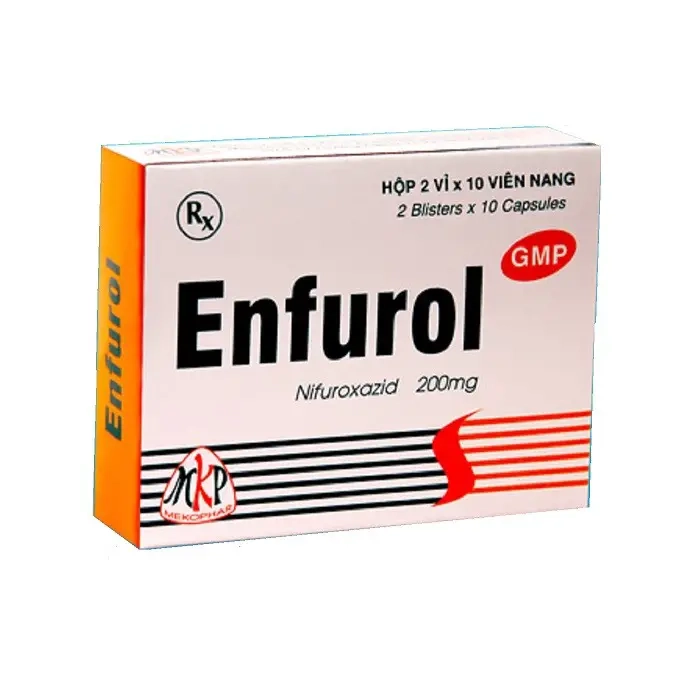 Thuốc điều trị tiêu chảy cấp do nhiễm khuẩn Enfurol Mekophar hộp 2 vỉ x 10 viên nang