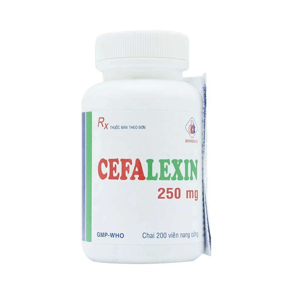 Thuốc kháng sinh Cefalexin 250mg Domesco lọ 200 viên