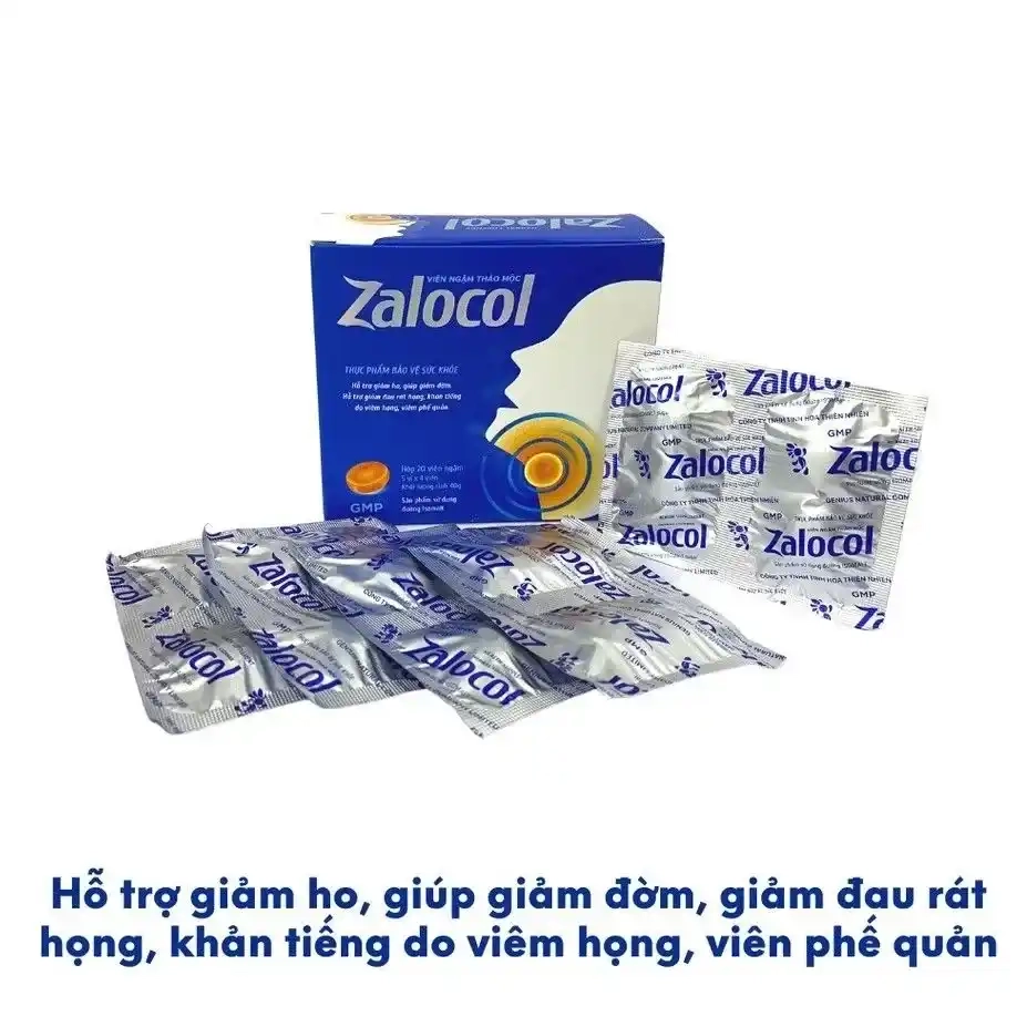 Viên ngậm thảo dược giảm ho Zalocol hộp 5 vỉ x 4 viên