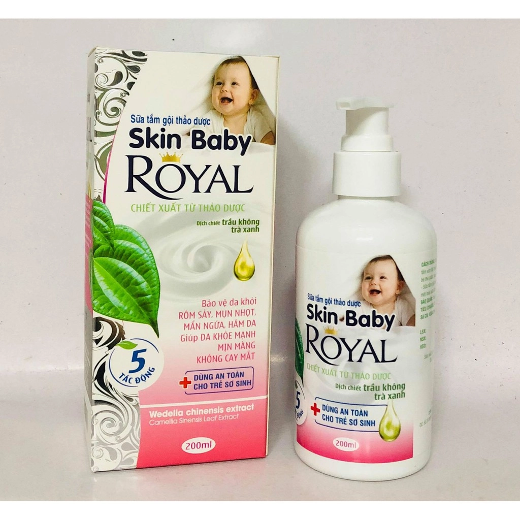 Sữa tắm gội thảo dược Skin Baby Royal hộp 1 chai 200ml