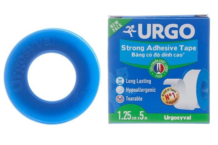 Băng keo lụa Urgo Urgosyval hộp 1 cuộn 1.25cm x 5m