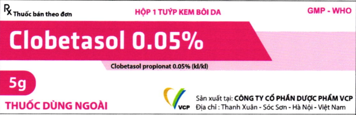 Thuốc da liễu Clobetasol 0.05% VCP hộp 1 tuýp 5g
