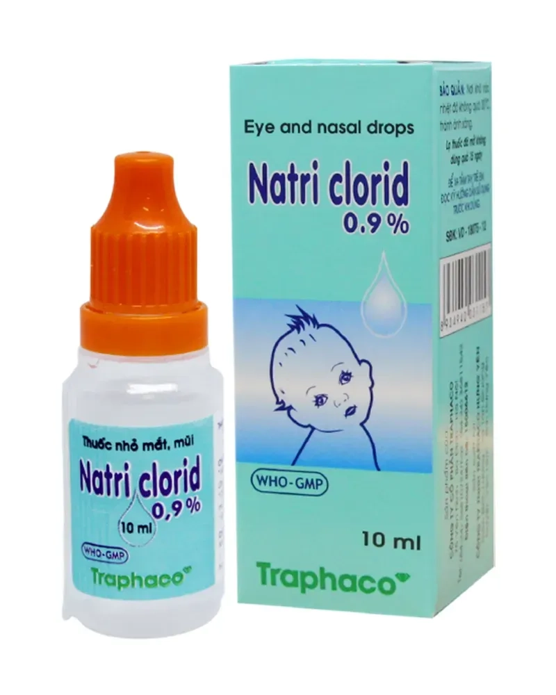Thuốc nhỏ mắt, mũi Natri Clorid 0,9% TRAPHACO hộp 1 lọ 10 ml