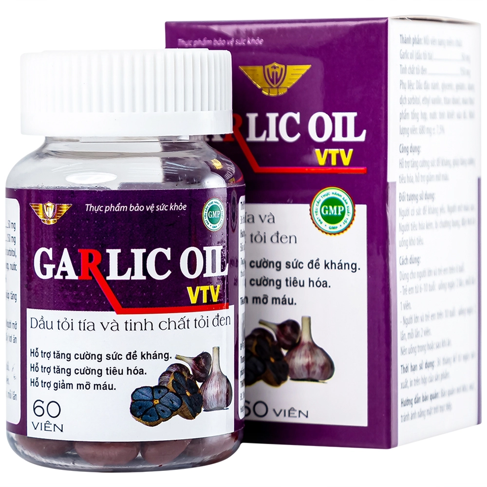 Hỗ trợ tăng cường sức đề kháng dầu tỏi đen Garlics Oil VTV hộp 60 viên