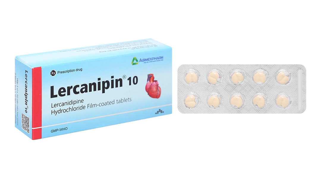 Thuốc trị tăng huyết áp Lercanipin 10mg hộp 3 vỉ x 10 viên
