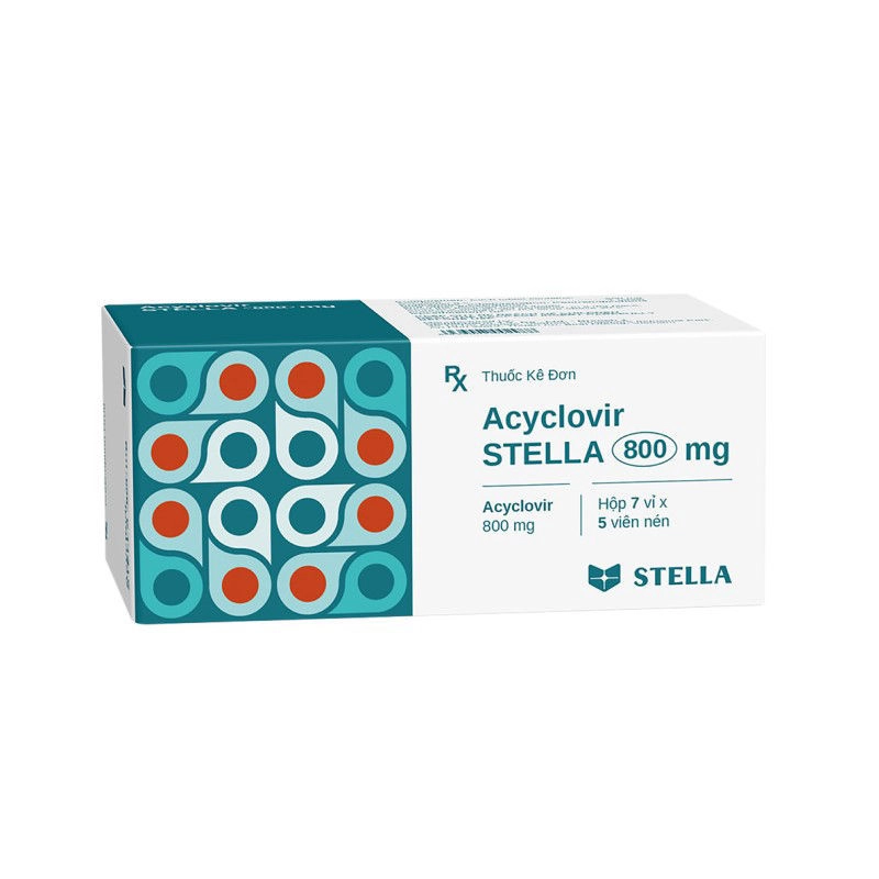 Thuốc kháng virus Acyclovir Stella 800mg hộp 10 vỉ x 5 viên