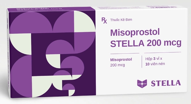 Thuốc hỗ trợ điều trị loét dạ dày, tá tràng Misoprostol STELLA 200mcg  hộp 30 viên