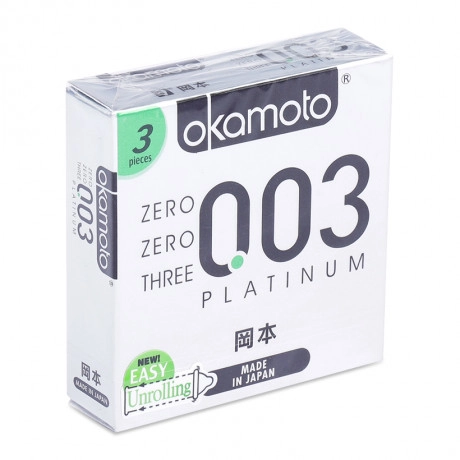 Bao cao su Okamoto 0.03 Platinum hộp 3 cái