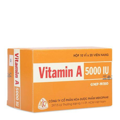 Thuốc bổ sung Vitamin A 5000 IU (Mekophar) hộp 10 vỉ x 20 viên nang