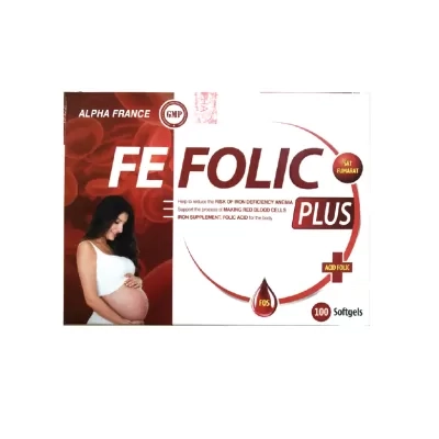Viên uống bổ máu FE FOLIC PLUS (Alpha France) hộp 100 viên nang mềm