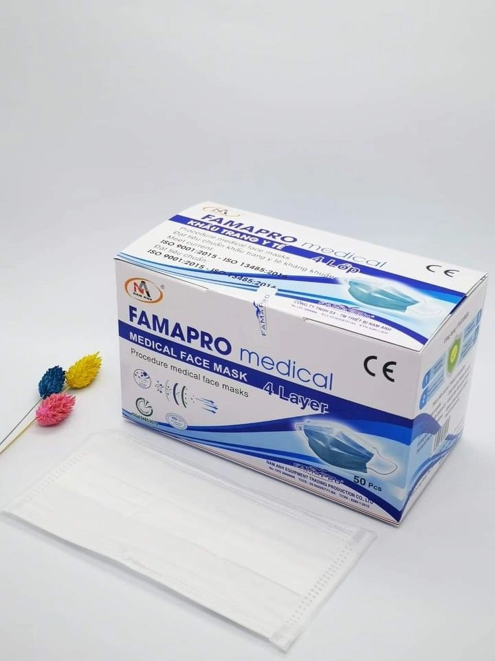 Khẩu trang y tế kháng khuẩn 4 lớp Nam Anh Famapro Medical (trắng) hộp 50 cái