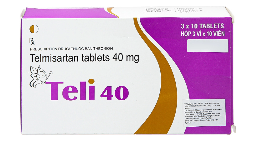 Thuốc trị tăng huyết áp Teli 40 hộp 3 vỉ x 10 viên nén